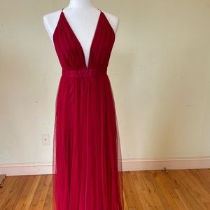 The vintage shop long wine color gown size large